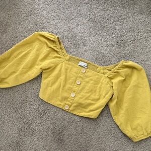 Urban Outfitters Yellow Button-Up Crop Top